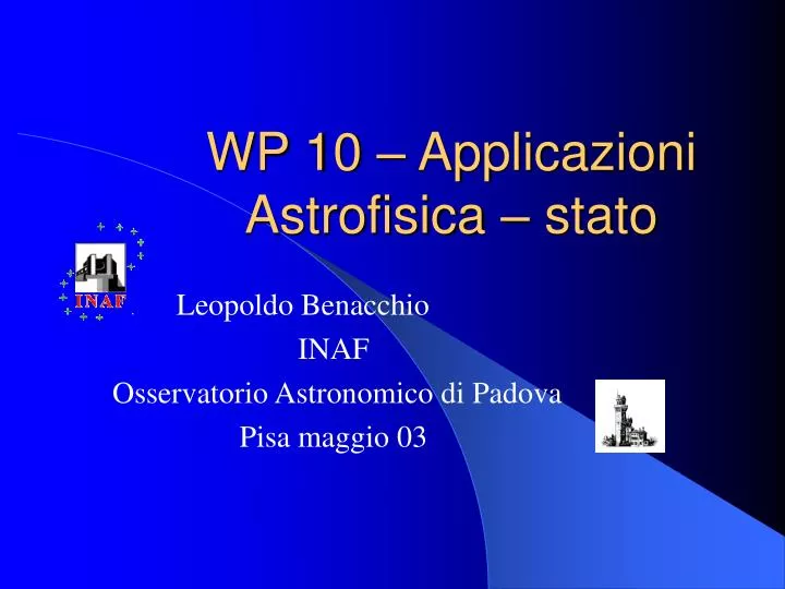 wp 10 applicazioni astrofisica stato