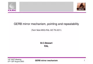 GERB mirror mechanism, pointing and repeatability (Tech Note MSG-RAL-GE-TN-2011)