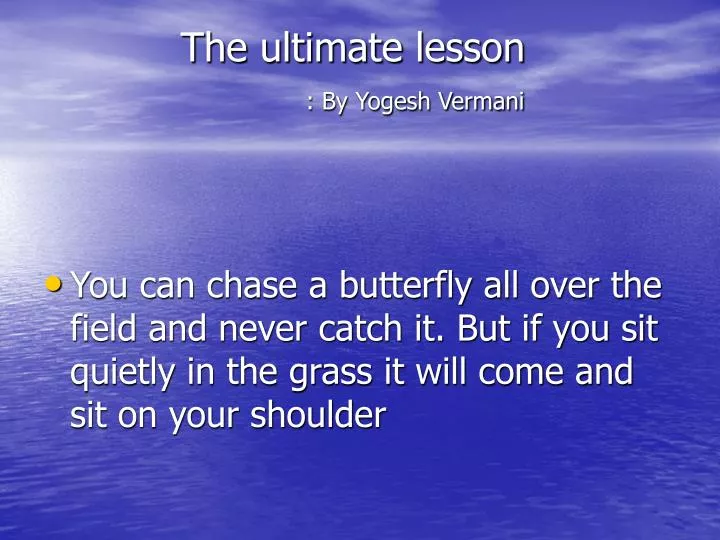 the ultimate lesson by yogesh vermani