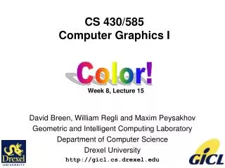 CS 430/585 Computer Graphics I Week 8, Lecture 15