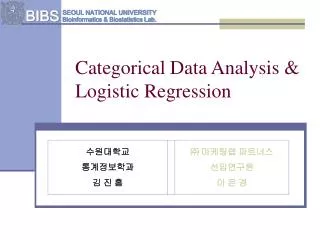 Categorical Data Analysis &amp; Logistic Regression