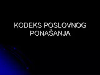 kodeks poslovnog pona anja