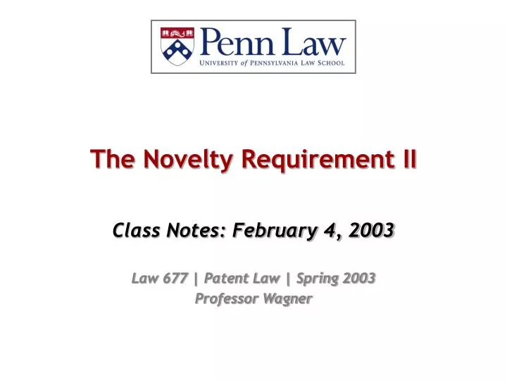 the novelty requirement ii