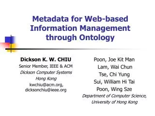 Metadata for Web-based Information Management through Ontology