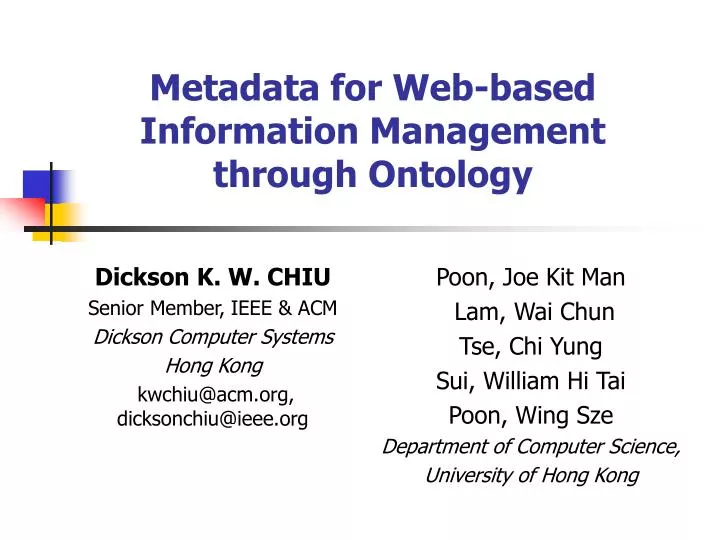 metadata for web based information management through ontology