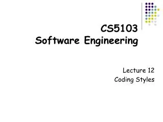 CS5103 Software Engineering