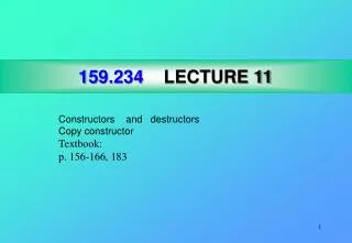 159.234 LECTURE 11