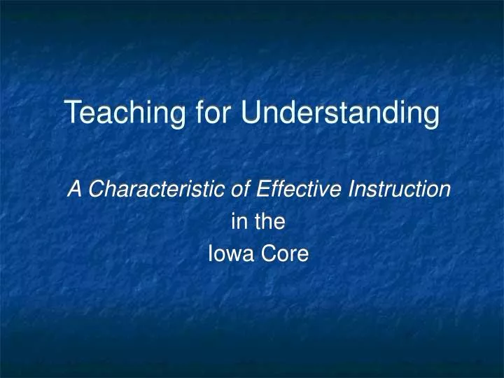 teaching for understanding