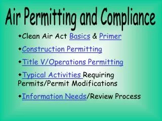 Air Permitting and Compliance