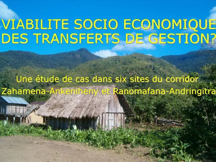 viabilite socio economique des transferts de gestion