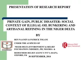 PRESENTATION OF RESEARCH REPORT