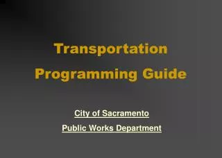 Transportation Programming Guide