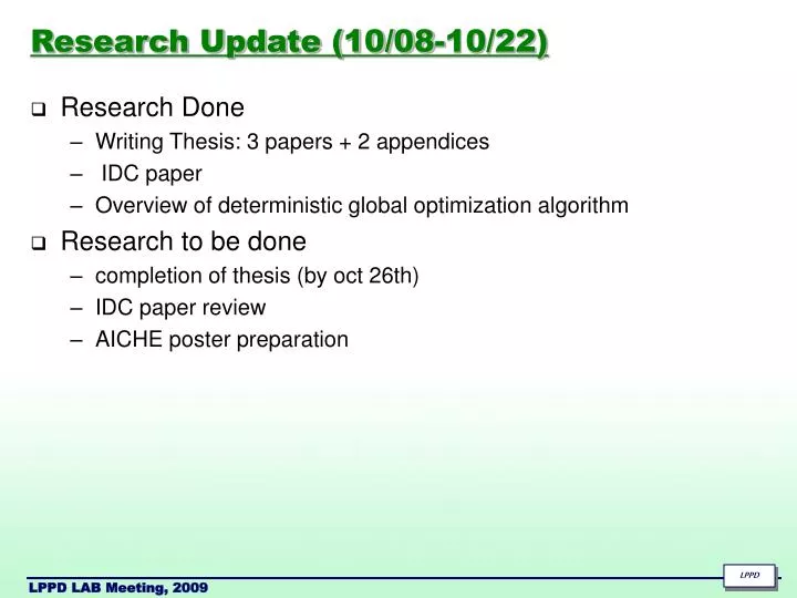 research update 10 08 10 22