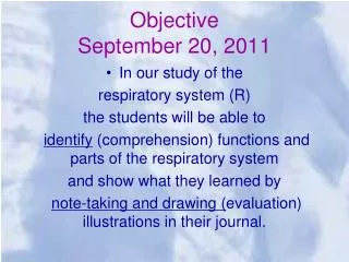 Objective September 20, 2011