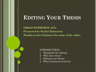Editing Your Thesis