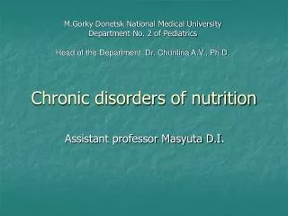 Chronic disorders of nutrition