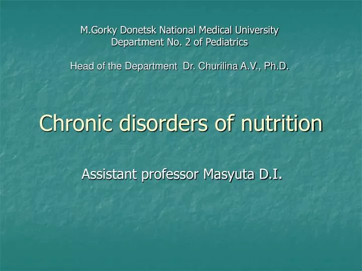 chronic disorders of nutrition
