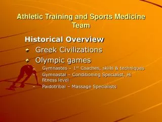 Athletic Training and Sports Medicine Team