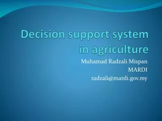 Decision support system in agriculture