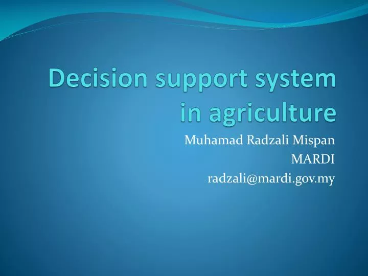 decision support system in agriculture