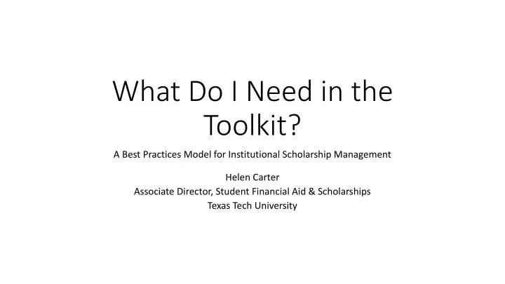 what do i need in the toolkit