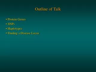 Outline of Talk