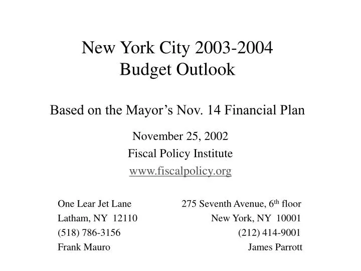new york city 2003 2004 budget outlook based on the mayor s nov 14 financial plan