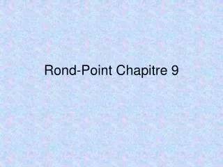 rond point chapitre 9