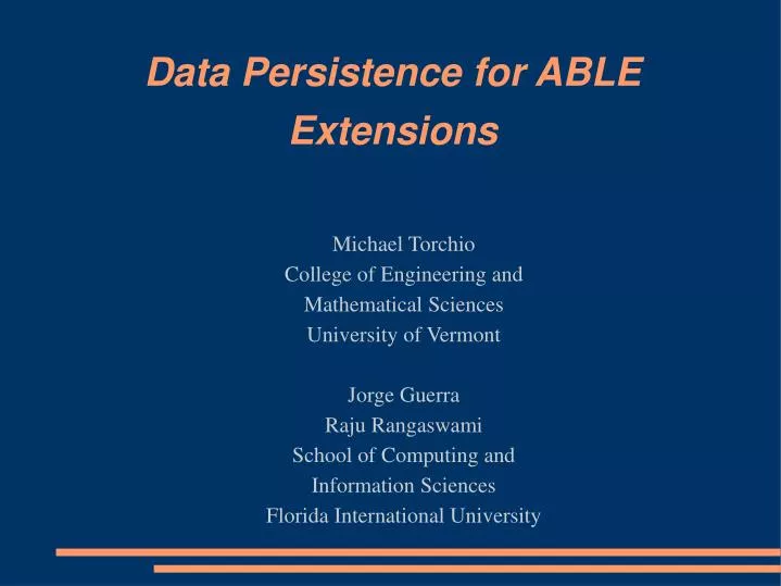 data persistence for able extensions