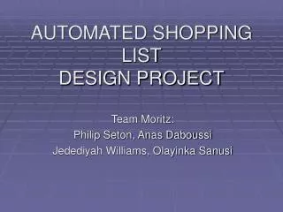 AUTOMATED SHOPPING LIST DESIGN PROJECT