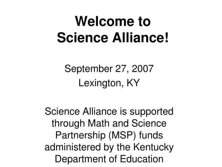 welcome to science alliance