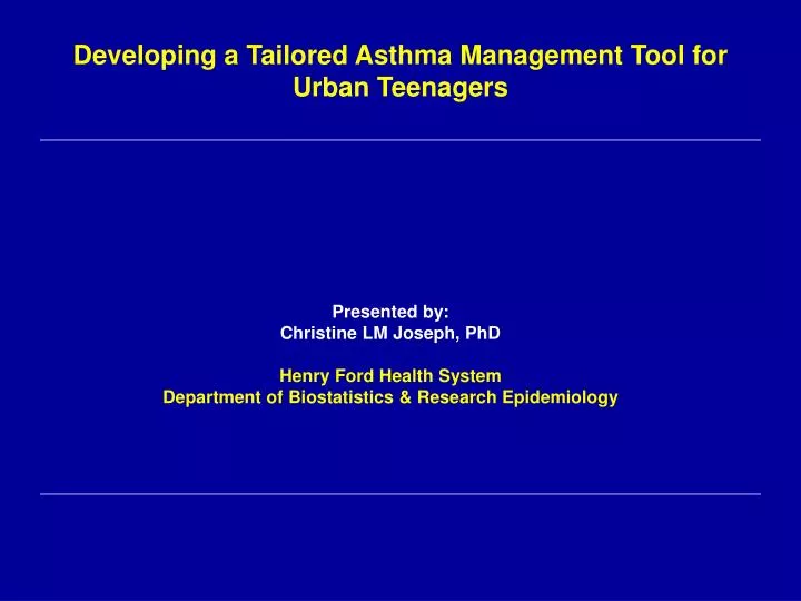 developing a tailored asthma management tool for urban teenagers