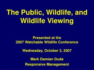 The Public, Wildlife, and Wildlife Viewing