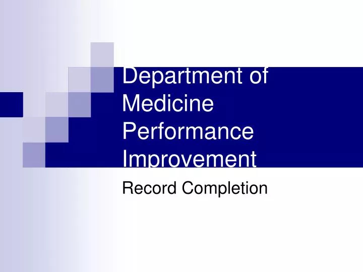 department of medicine performance improvement