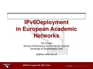 IPv6Deployment in European Academic Networks