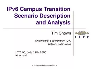 IPv6 Campus Transition Scenario Description and Analysis