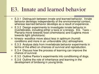 E3. Innate and learned behavior