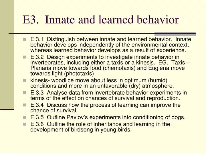 e3 innate and learned behavior