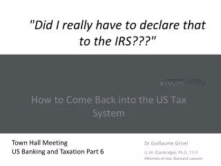 &quot; Did I really have to declare that to the IRS??? &quot;