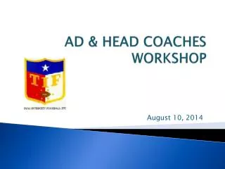 AD &amp; HEAD COACHES WORKSHOP