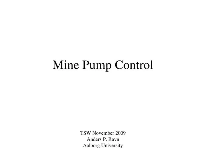 mine pump control