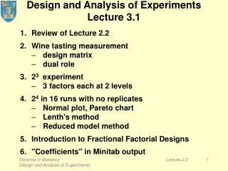 Design and Analysis of Experiments Lecture 3.1