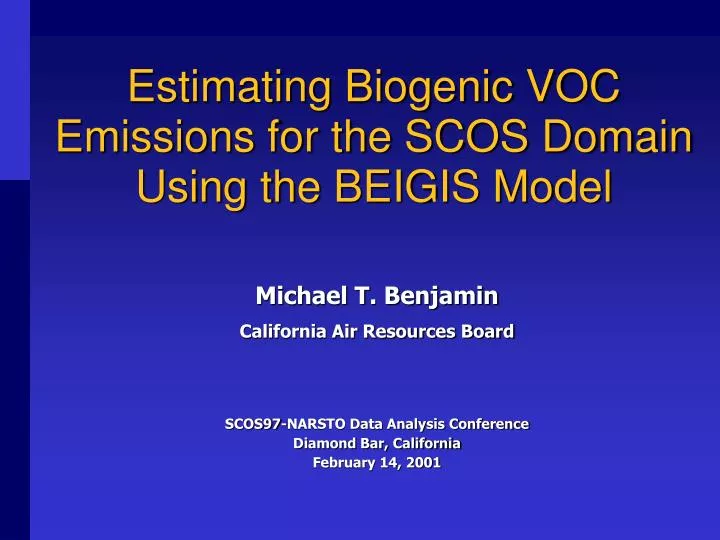 estimating biogenic voc emissions for the scos domain using the beigis model