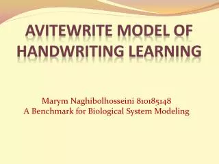 AVITEWRITE MODEL OF HANDWRITING LEARNING