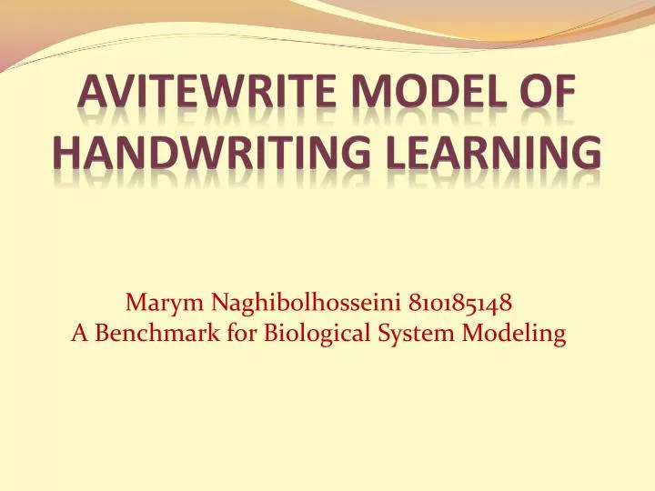 avitewrite model of handwriting learning