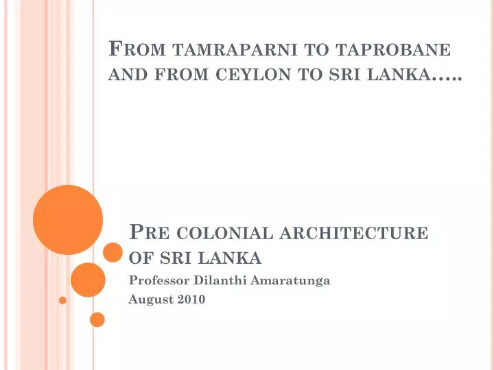 pre colonial architecture of sri lanka