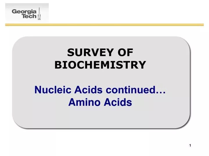 survey of biochemistry nucleic acids continued amino acids