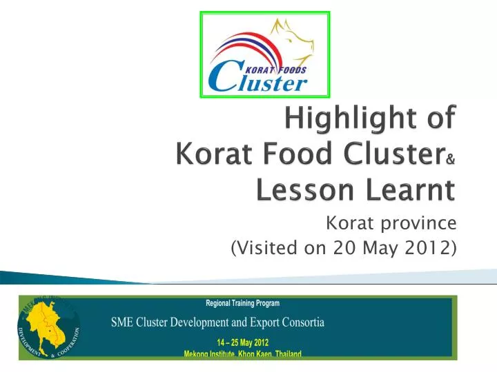 highlight of korat food cluster lesson learnt