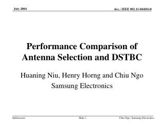 Performance Comparison of Antenna Selection and DSTBC