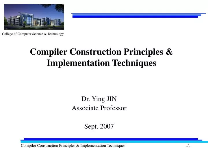 compiler construction principles implementation techniques